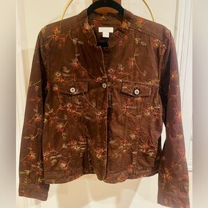 Christopher & Banks Brown Floral Utility Jacket